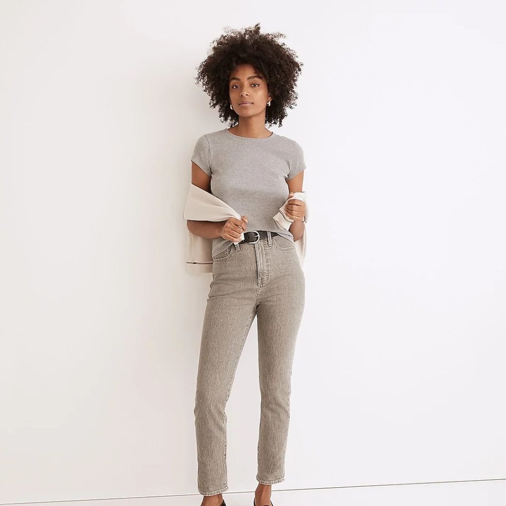 Madewell Brightside Tee T Shirt Heather Graphite Gray Size XL